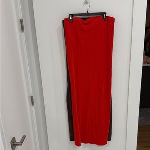 Elegant Red Women's Pencil Dress Red and Chocolate
